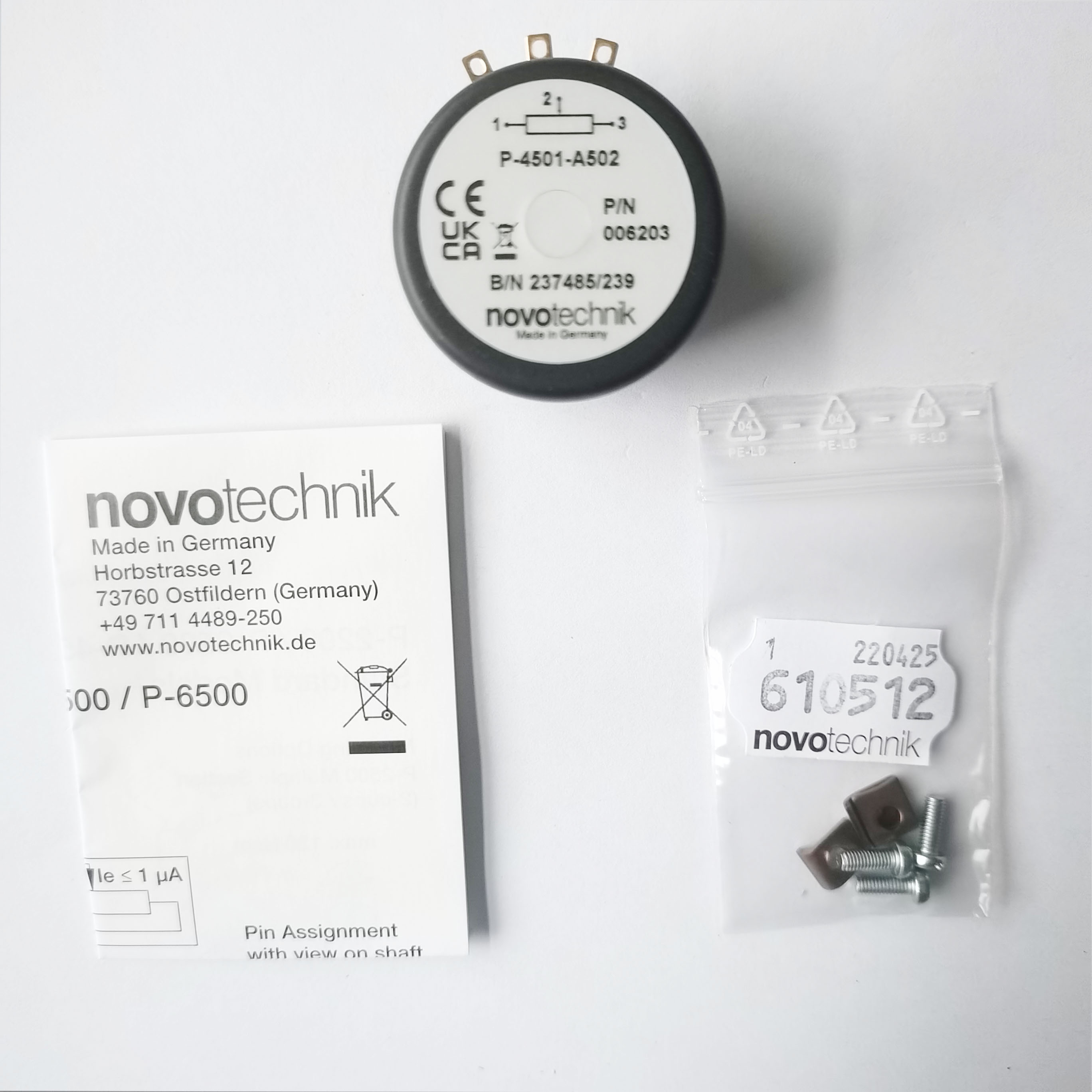 德国novotechnik P-4501-A502 角度传感器 电位器 诺我